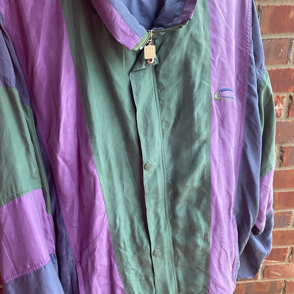 Vintage Colorblock Windbreaker Jacket - Purple & Green